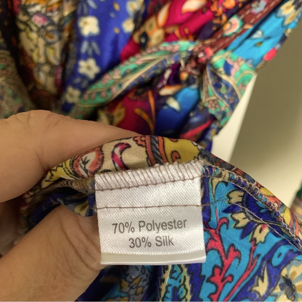 White Waves Silk Blend Paisley Kimono Cardigan - One Size NWT 🌴 - Picture 9 of 10